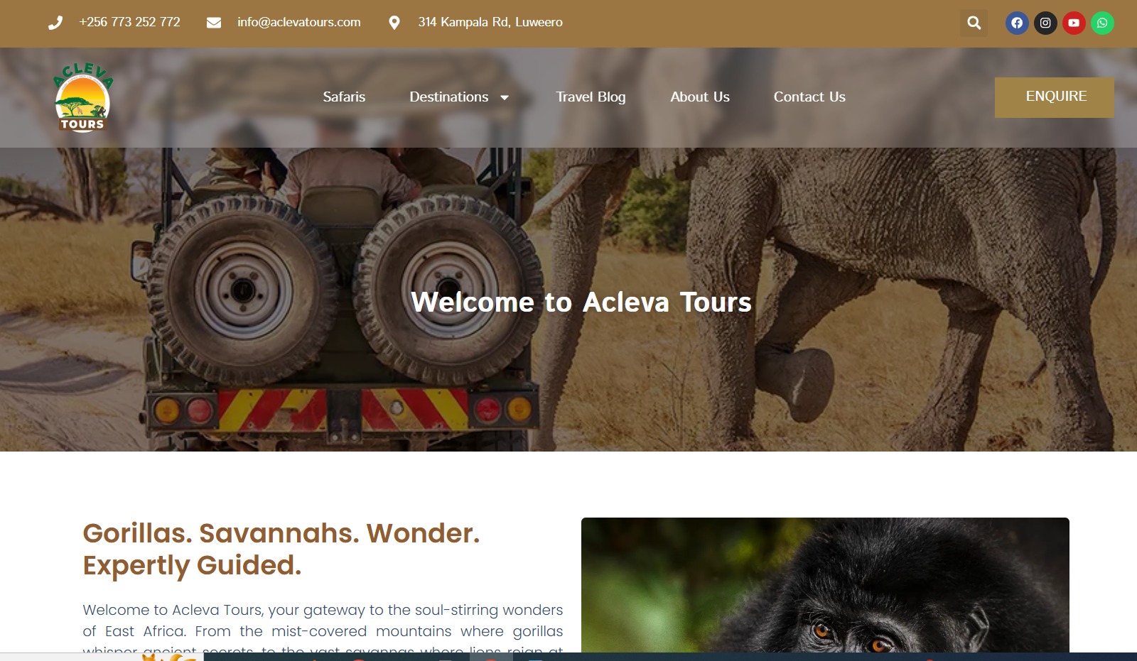 Acleva Tours website screenshot