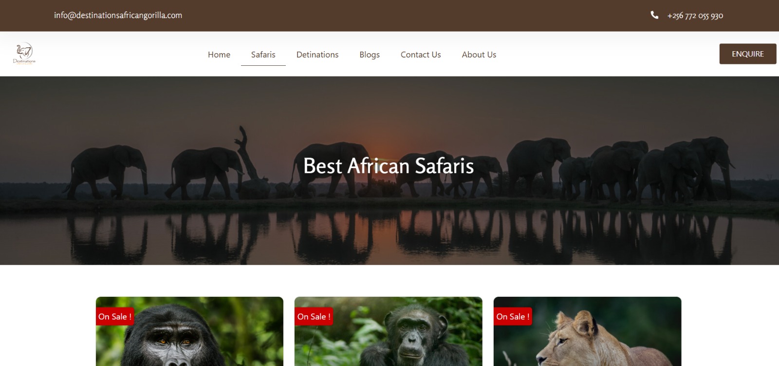 Gorilla Destinations website screenshot