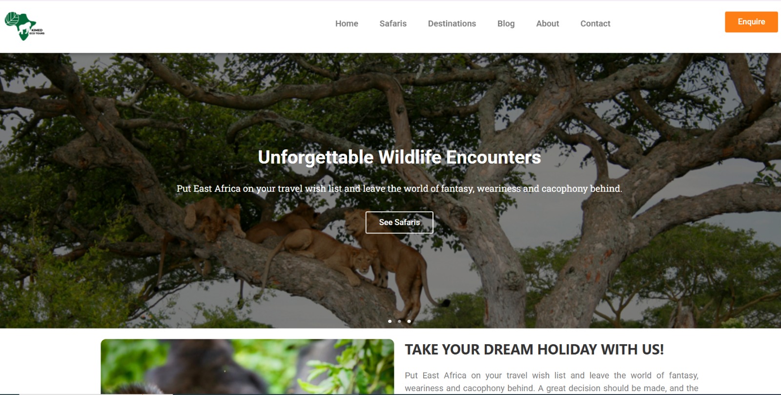 Kimed Eco Tours website screenshot